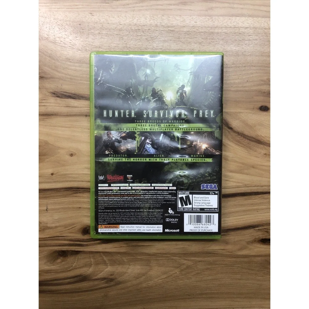 Alien vs. Predator (Microsoft Xbox 360, 2010) CIB W Manual